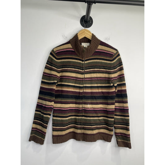 Adult VTG Jones New York Sport 100% Wool Sweater Striped Multicolor Sz M