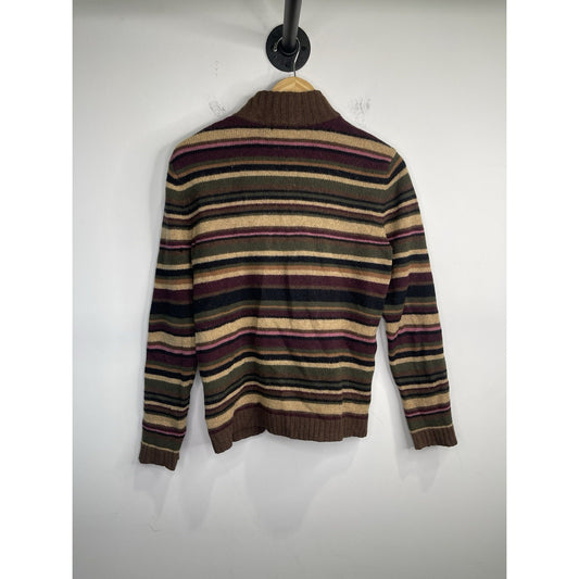 Adult VTG Jones New York Sport 100% Wool Sweater Striped Multicolor Sz M