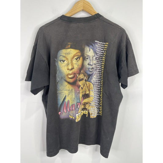 Mens Black Graphic Double Sided Vintage Distressed Mary J Blige Rap T-Shirt Sz L
