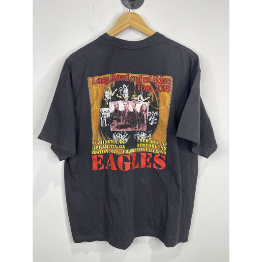 Men’s Eagles Graphic Concert  T-Shirt Long Road Out Of Eden Tour 2008 Sz XL