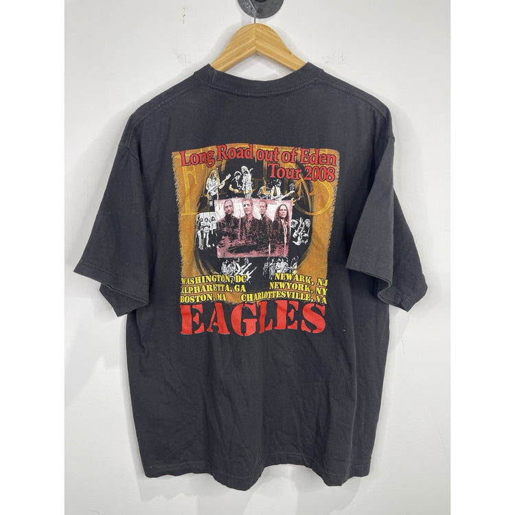 Men’s Eagles Graphic Concert  T-Shirt Long Road Out Of Eden Tour 2008 Sz XL