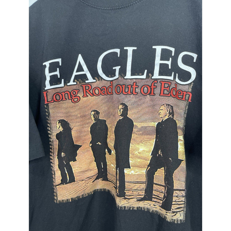 Men’s Eagles Graphic Concert  T-Shirt Long Road Out Of Eden Tour 2008 Sz XL