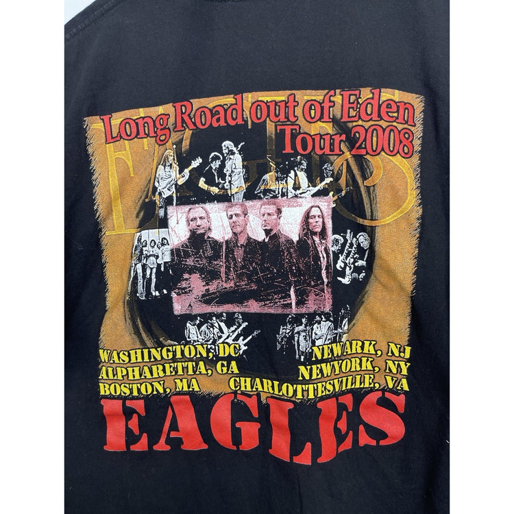 Men’s Eagles Graphic Concert  T-Shirt Long Road Out Of Eden Tour 2008 Sz XL