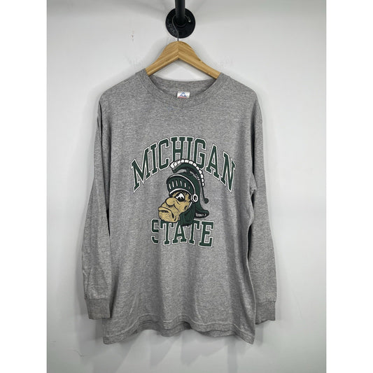 Men’s Gray Vintage Michigan State Long Sleeve Shirt Sz Large