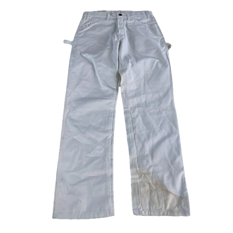 Mens Dickies Distressed Relaxed Fit White Canvas Carpenter Pants Size 32x30