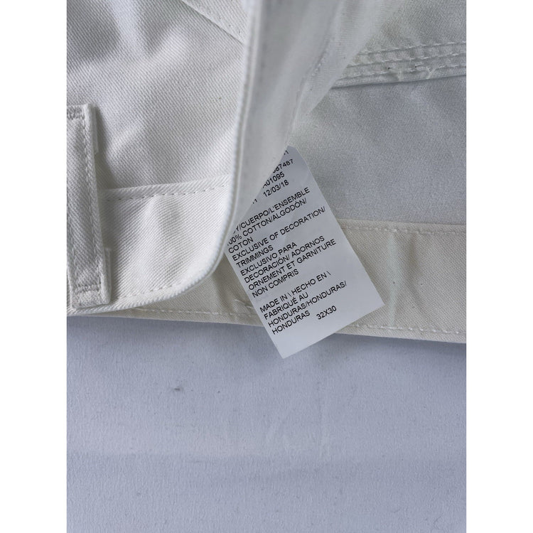 Mens Dickies Distressed Relaxed Fit White Canvas Carpenter Pants Size 32x30