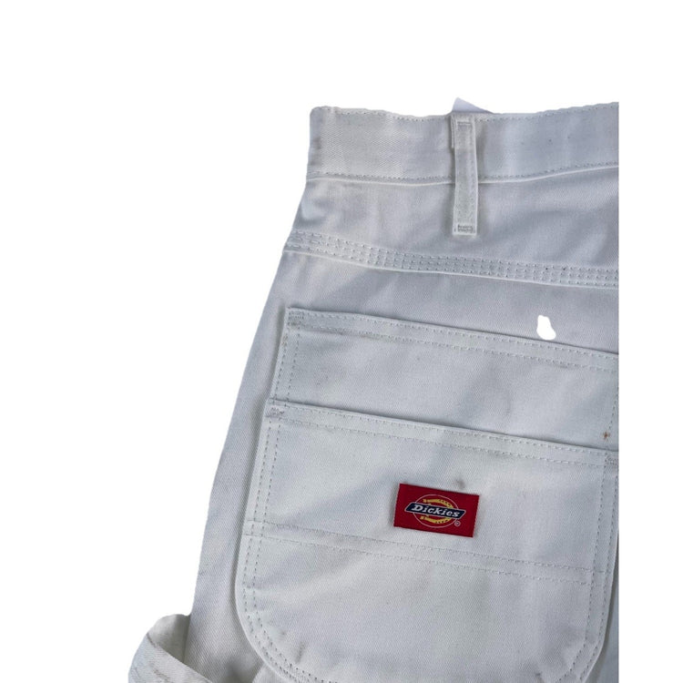 Mens Dickies Distressed Relaxed Fit White Canvas Carpenter Pants Size 32x30