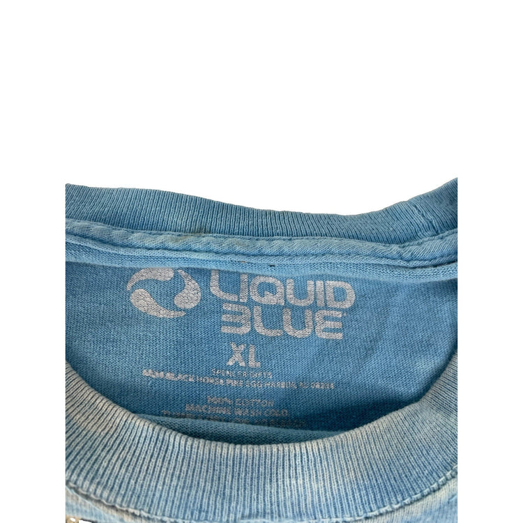 Men Liquid Blue Alice in Wonderland Mad Hatter & Caterpillar TieDye Tee Size XL