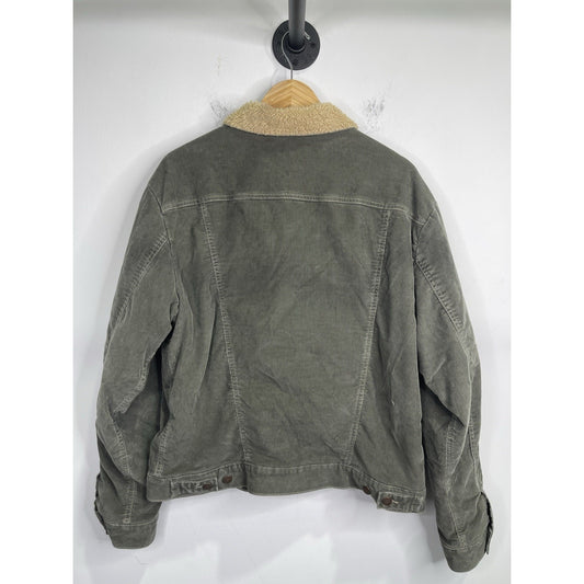 Wrangler Men's Corduroy Jacket Olive Brown Grey Lined Size Large