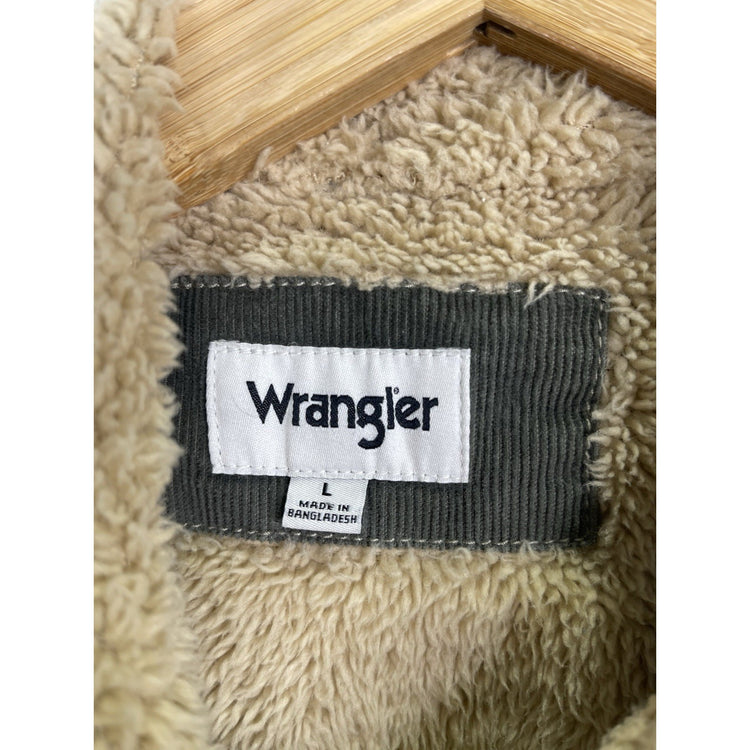 Wrangler Men's Corduroy Jacket Olive Brown Grey Lined Size Large