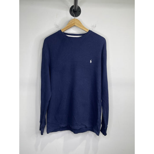 Men’s Polo Ralph Lauren Sleepwear Waffle Top Navy Blue 100% Cotton Sz Large