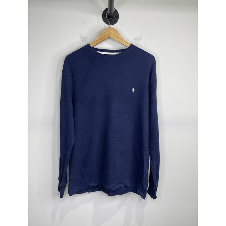 Men’s Polo Ralph Lauren Sleepwear Waffle Top Navy Blue 100% Cotton Sz Large