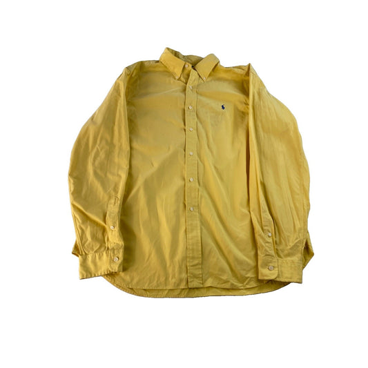 Mens Ralph Lauren Classic Fit Yellow Button Down Shirt Size XL