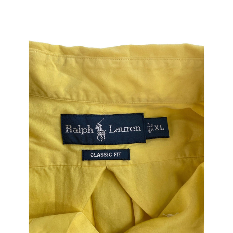 Mens Ralph Lauren Classic Fit Yellow Button Down Shirt Size XL