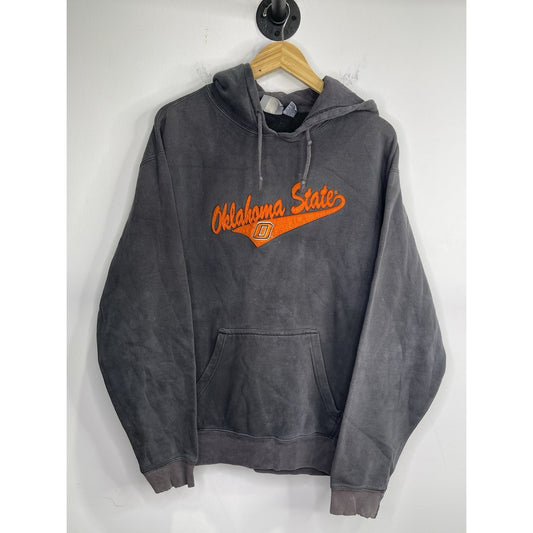Men’s Vintage Oklahoma State OSU Embroidered Faded Black Hoodie Sz L