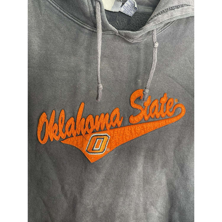 Men’s Vintage Oklahoma State OSU Embroidered Faded Black Hoodie Sz L