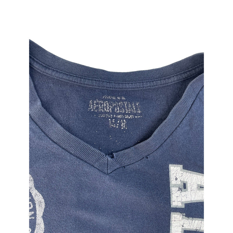Men's Aeropostale Varsity Club Graphic V-Neck T-Shirt Size L/G