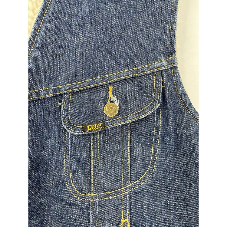 Vintage 70s lee storm rider denim vest sherpa lined dark wash Union made XL