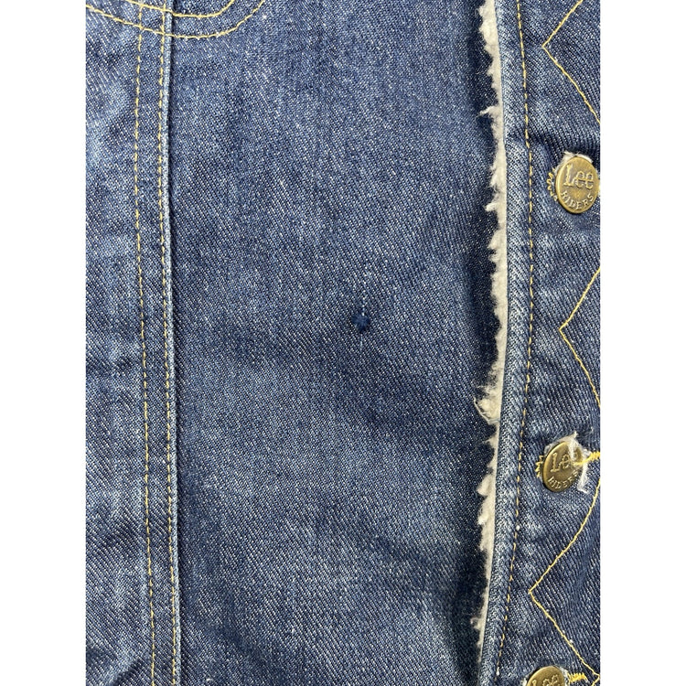 Vintage 70s lee storm rider denim vest sherpa lined dark wash Union made XL