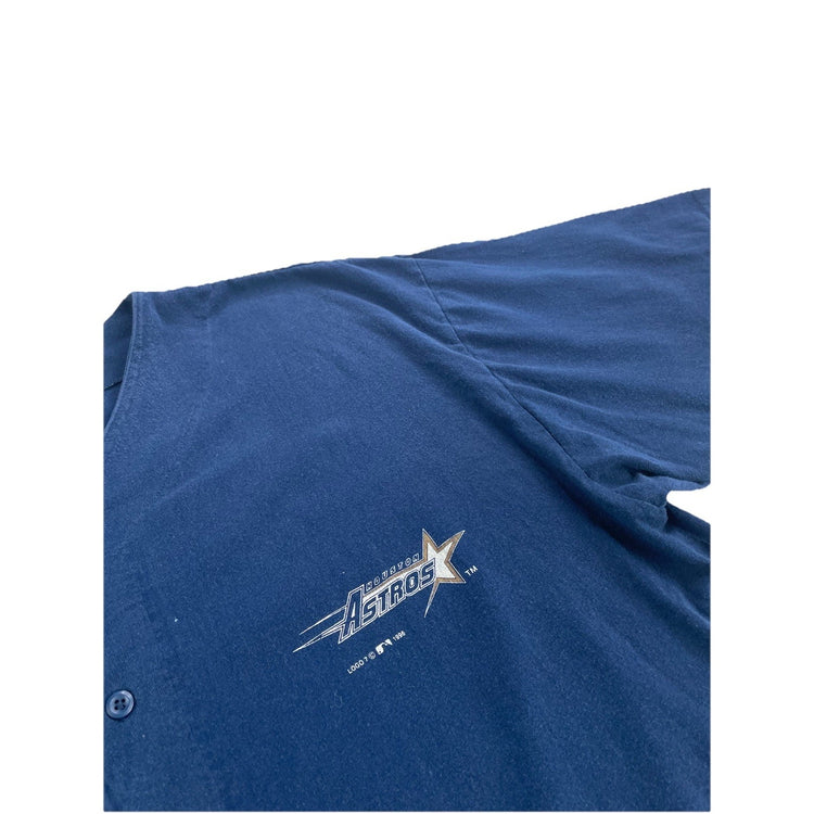 Vintage Mens Xl Blue Houston Astros Button Up Tee