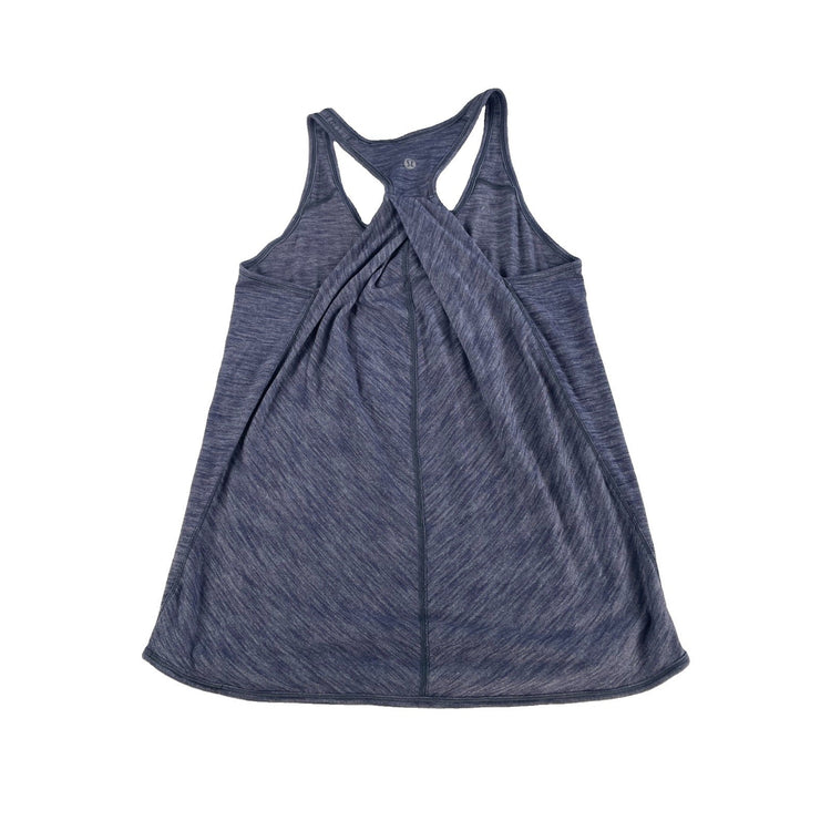 Women Lululemon Heathered Navy Blue Space Dye Pleated Essential Tank Top Size XL