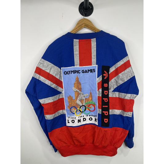 VINTAGE Adidas 1948 London Olympics Sweatshirt All Over Print Size Large M9