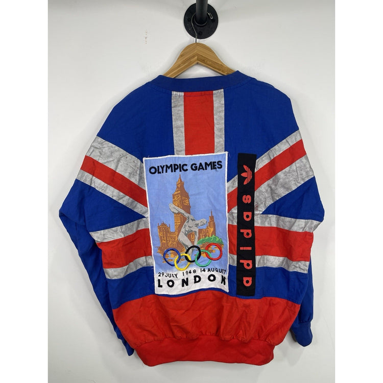 VINTAGE Adidas 1948 London Olympics Sweatshirt All Over Print Size Large M9