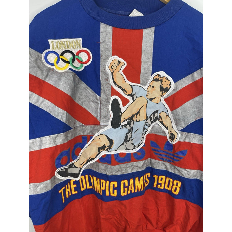 VINTAGE Adidas 1948 London Olympics Sweatshirt All Over Print Size Large M9