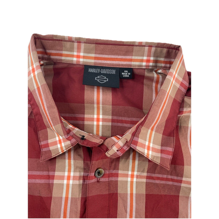 Mens Harley Davidson Multicolor Plaid Pattern ButtonUp Shirt Size 3Xl