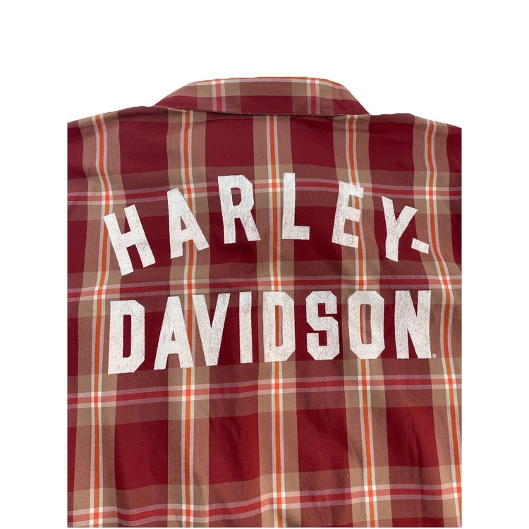 Mens Harley Davidson Multicolor Plaid Pattern ButtonUp Shirt Size 3Xl
