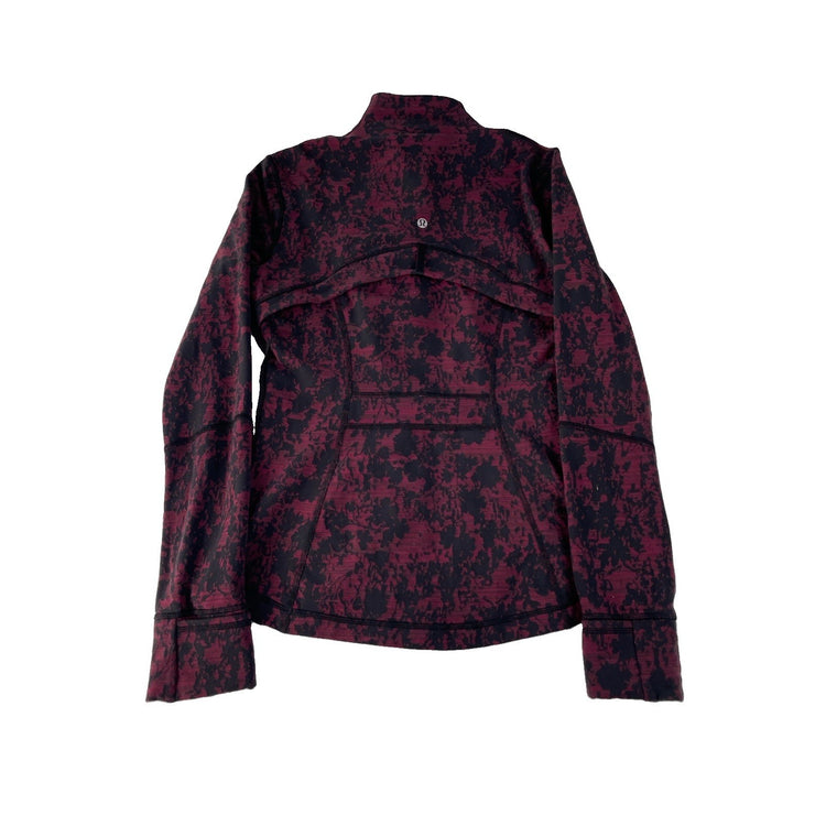 Womens Lululemon Burgundy Black Abstract Camo Full Zip Active Jacket Size 8