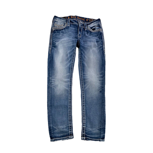 Women’s Rock Revival Elils, Easy Ankle Skinny Light Wash Blue Jeans Size 27