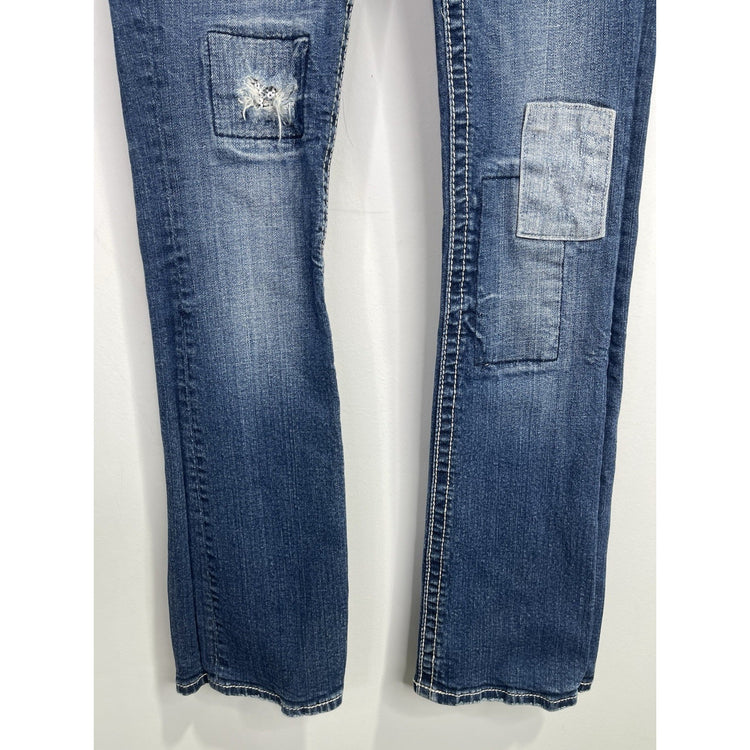 Women’s Y2K Blue Miss Me Jeans Signature Bootcut Rhinestone Pockets 27x32