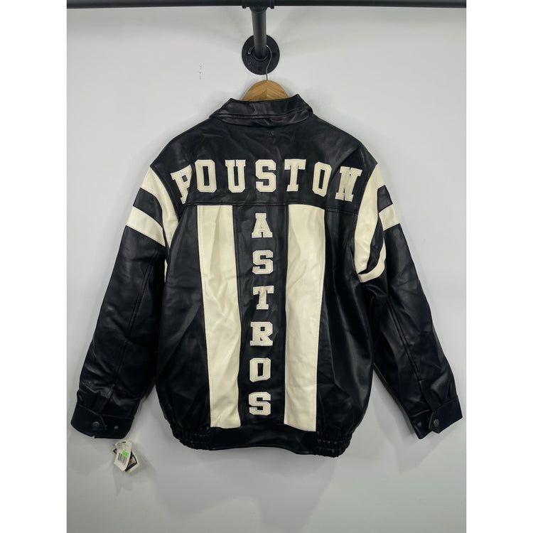 NWT Mens Cooperstown Collection Houston Astros leather jacket Sz L Black/white