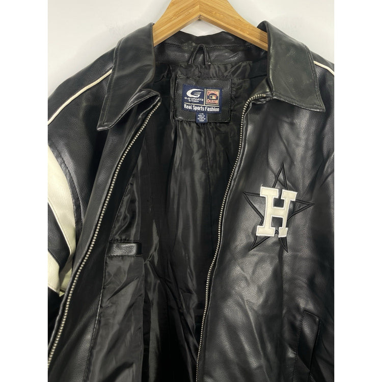 NWT Mens Cooperstown Collection Houston Astros leather jacket Sz L Black/white