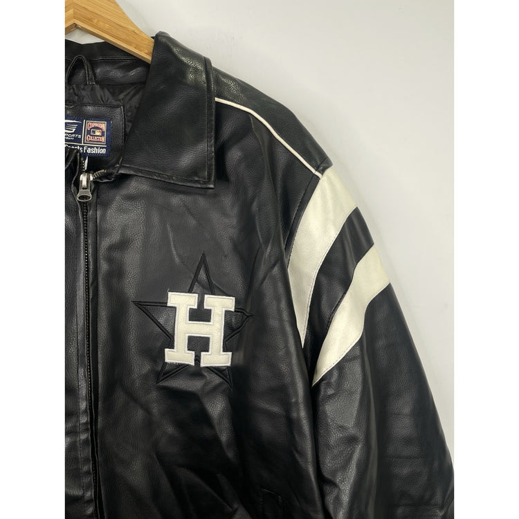 NWT Mens Cooperstown Collection Houston Astros leather jacket Sz L Black/white