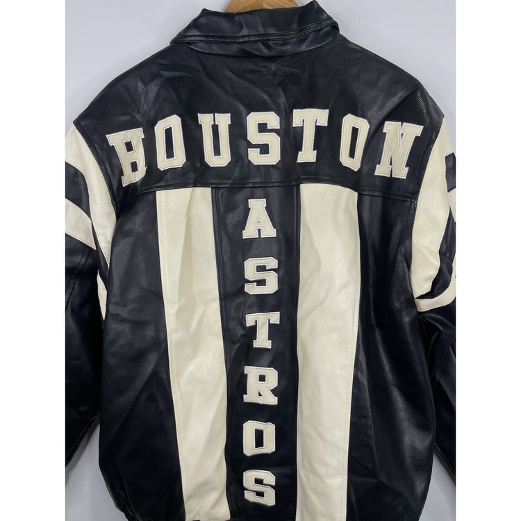 NWT Mens Cooperstown Collection Houston Astros leather jacket Sz L Black/white