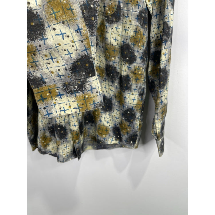 Men’s Multicolor Western Destiny Button Up Oxford Shirt Sz Large