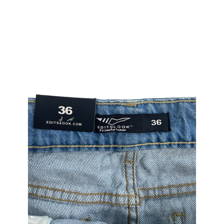 Women's Editslook Light Wash Boyfriend Denim Shorts Size 36