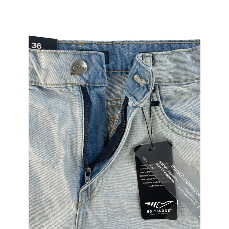 Women's Editslook Light Wash Boyfriend Denim Shorts Size 36
