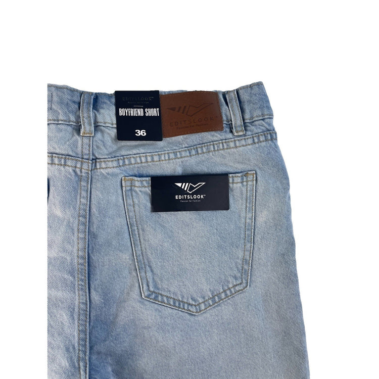 Women's Editslook Light Wash Boyfriend Denim Shorts Size 36