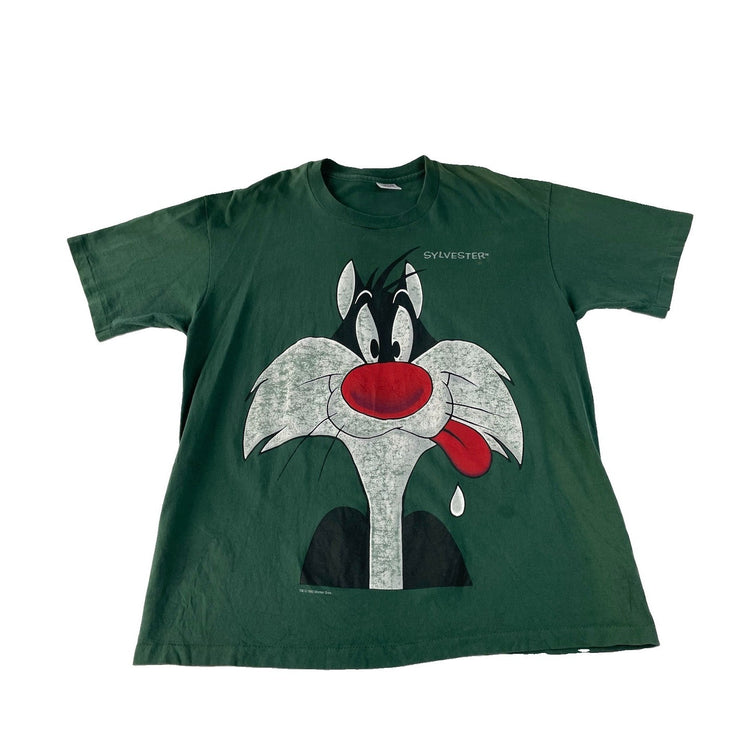Mens Vintage Anvil Looney Tunes Sylvester the Cat Green T Shirt SIZE XL