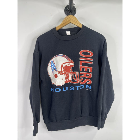 Men’s Houston Oilers NFL Football Helmet 90s Black Logo 7 Inc Sweatshirt Sz L