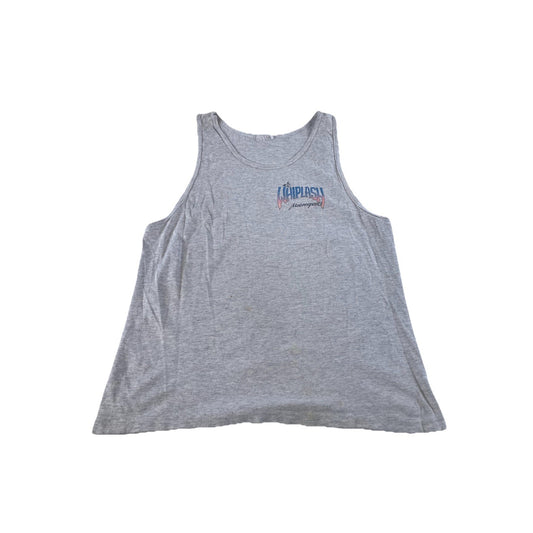 Mens Vintage Style Gray Heather ‘Whiplash Motorsports’ Grsphic Tank Top Size S/M