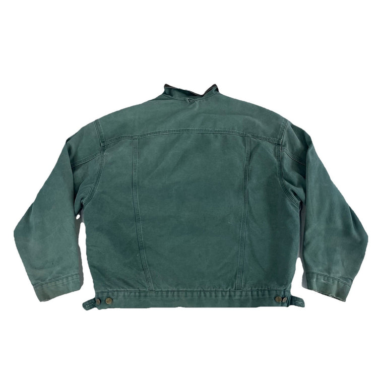 Mens Vintage Carhartt Green Blanket Lined Denim Jacket Size M