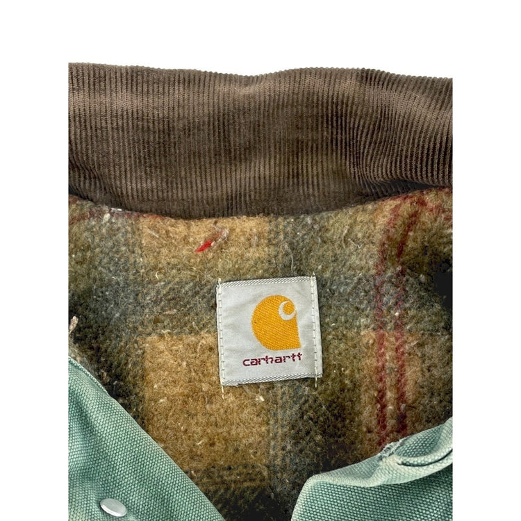 Mens Vintage Carhartt Green Blanket Lined Denim Jacket Size M