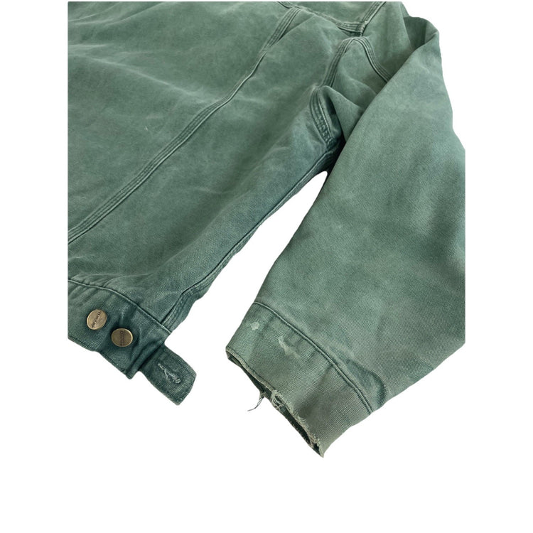 Mens Vintage Carhartt Green Blanket Lined Denim Jacket Size M