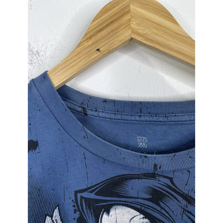 Men’s Vintage Y2K Blue Double Sided Graphic Short Sleeve T Shirt Sz XXL