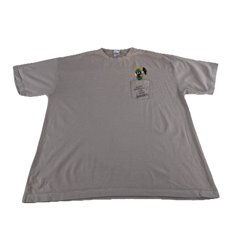 Mens Vintage 2000 Warner Bros Studio Marvin The Martian Pocket T-Shirt Size XL