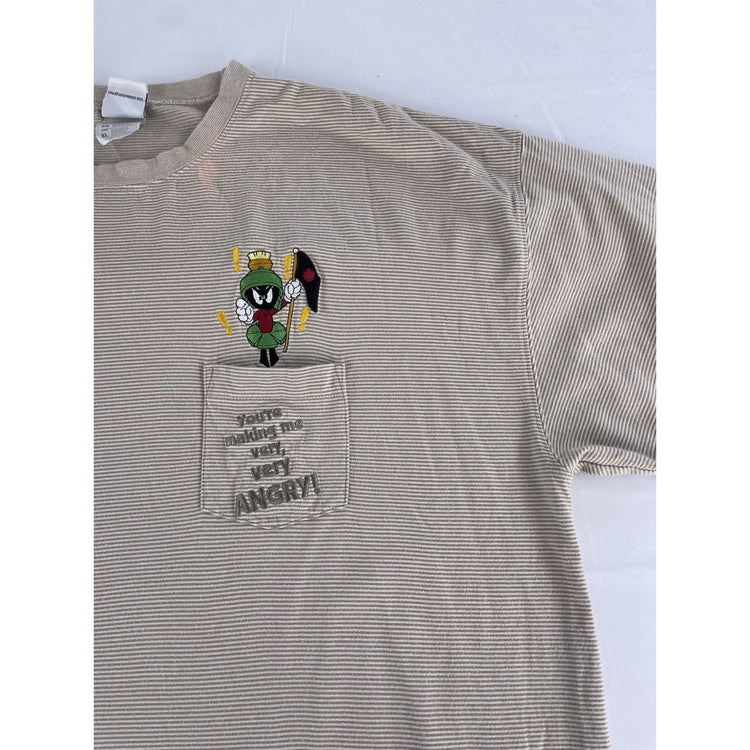 Mens Vintage 2000 Warner Bros Studio Marvin The Martian Pocket T-Shirt Size XL